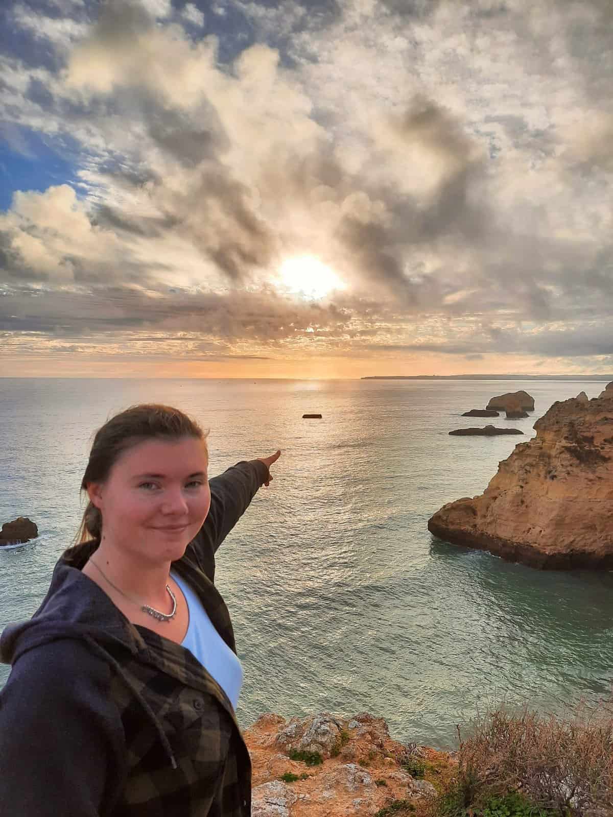 Merle am Sonnenuntergang in Spanien bei unserer Europareise.